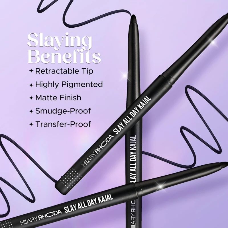 Hilary Rhoda Slay All Day Kajal | Long-Lasting & Waterproof | Smudge-Proof & Transfer-Proof | Deep Black Matte Finish | Intense Pigment | Retractable Kajal Pencil for Eyes | 0.35g thumbnail 5